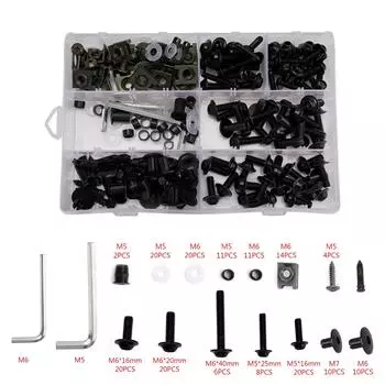 198 шт. комплект болтов для крепления обтекателя ветрового стекла мотоцикла спортбайка, крепежные зажимы, винты для Honda Kawasaki Ducati чёрный