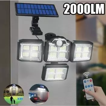 198LED солнечные фонари уличный датчик движения индукционная регулируемая головка IP65 водонепроницаемый настенный светильник на солнечной энергии Split body-1000LM