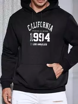 1994 Винтаж Графический Мужской Толстовка Мягкие Полиэстеровые Толстовки Удобный Универсальный Стиль Премиум Мужская Одежда S чёрный