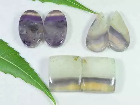 19-25 мм флюорит подобранная пара 3 шт. необычный кабошон кристалл для изготовления сережек SK-3677