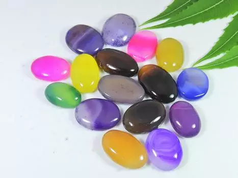 19-26MM многоцветный оникс овальный кабошон драгоценный камень россыпью 16 шт. лот 313 карат. РQ-2532