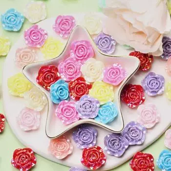 19,2 мм 10 шт. креативные акриловые перфорированные цветочные бусины с плоским дном модные розовые бусины подвески DIY ювелирные аксессуары для изготовления браслетов и ожерелий разноцветный