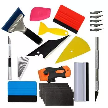 19/31 шт. Инструменты для автомобиля из углеродного волокна, виниловая пленка, наклейка, обертывание, тонировка окон автомобиля, фольга, скребок, бритва