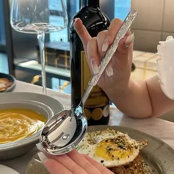 19,5 см Нержавеющая сталь круглая ложка обеденная длинная ручка помешивание десертные ложки для кухонных принадлежностей гаджеты
