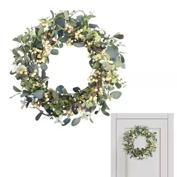 19,7-дюймовый искусственный венок из эвкалипта, искусственный венок из зелени с ягодами, эвкалипт для входной двери