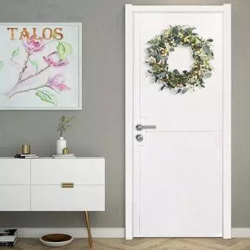 19,7-дюймовый искусственный венок из эвкалипта, венок из искусственной зелени с ягодами, венок из листьев эвкалипта для входной двери, для внутреннего и наружного праздничного декора 50 cm 1pc