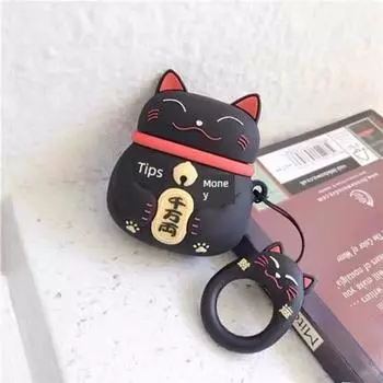 19.9 Yuan Optional New Year Dragon Year Creative Cute Lucky Cat Suitable for Apple Airpods1/2 Protective Case Airpods3 Generation Earphone Case Pro Apple Airpods Pro Black Lucky Cat