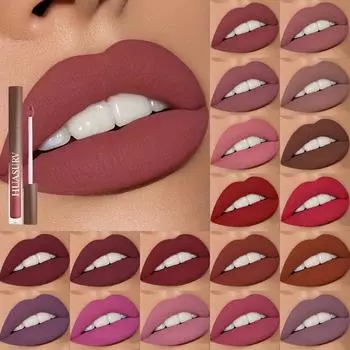 19 цветов Velvet Lip Glaze Стойкая невыцветающая нелипкая помада с матовым финишем, дизайн в форме чашки, женский блеск для губ, макияж с яркими цветами 01