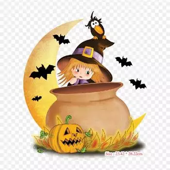 19 дней до Хэллоуина колдовские границы и рамки термопереносная печать виниловые нашивки наклейки для одежды DIY аппликации моющиеся нашивки