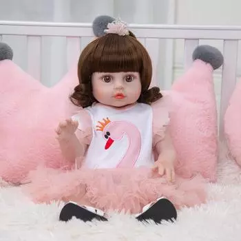 19 дюймов, 49 см, водонепроницаемые, полностью силиконовые, виниловые, Reborn, куклы для малышей, игрушка для новорожденных, подарки на день рождения, товарищи по играм 19 inch коричневый