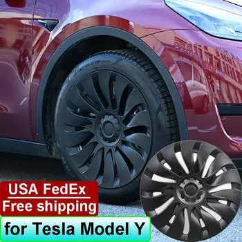 19-дюймовые колпаки ступицы колеса ModelY для Tesla Model Y 2023, аксессуары для замены производительности, автомобильные колпаки ступицы MY, полноразмерные колпаки обода матовый черный