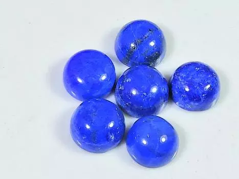 19 карат натуральный голубой лазурит круглый кабошон драгоценный камень россыпью 7 шт. лот 9X9 мм RQ-1837