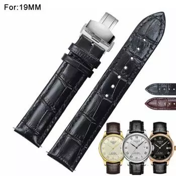 19 мм PRC200 серии T17 T461 T014430A T014410A T067417A T055417A T055430A T055410A Серебряная пряжка-бабочка из натуральной кожи ремешок для часов ремешок для T17 19MM коричневый
