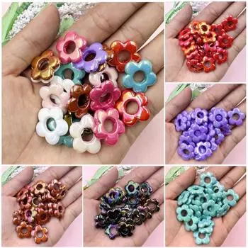 19 мм свободная бусина для сережек, ожерелий, полых бусин, самодельных пятиугольных цветочных украшений, иллюзорных цветов, материалов ручной работы, 20 шт., креативных розы красного