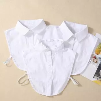 19 Поддельный воротник Женский универсальный чистый хлопок Поддельный воротник Сезон свитер Декоративный воротник Деревянный край уха Поддельный воротник