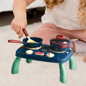 19 предметов игрушечная игрушечная кухня для малышей, кукольная игрушка, детский игровой набор, посуда с варочной панелью синий