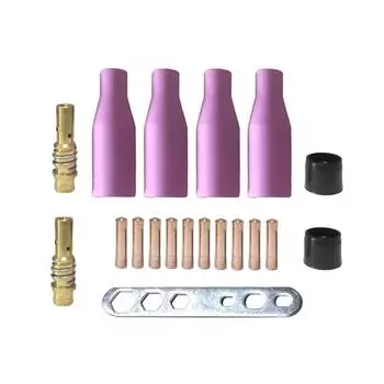 19 шт. 15AK расходные материалы для сварочной горелки MIG 0,8 мм 1,0 мм 1,2 мм газокерамический держатель наконечника сопла контактные наконечники гаечный ключ с изоляционной втулкой 0.8mm