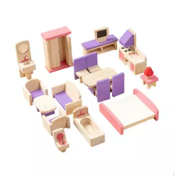 19 шт. деревянная мебель для кукольного домика набор кукольных игрушек реалистичная миниатюра для