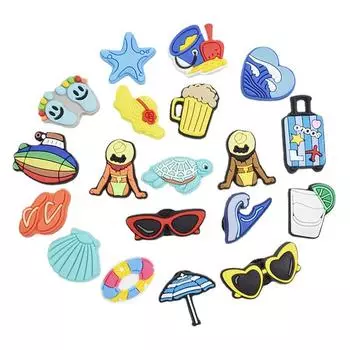 19 шт., летняя пляжная серия, крутые подвески для украшения обуви из ПВХ 19pcs