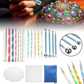 19 шт. новые инструменты для раскрашивания мандалы с водонепроницаемой сумкой для хранения для рисования камней