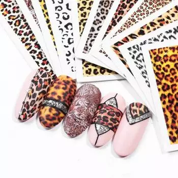 19 шт., очаровательные леопардовые наклейки для дизайна ногтей, переводные наклейки, наклейки из фольги, советы, сделай сам