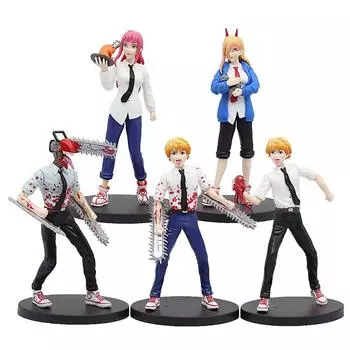 19 см аниме-бензопила, человек Денджи, фигурка, ПВХ, шлем бензопилы, подвижная модель Power Makima, игрушка для мальчика, коллекция украшений, подарки A-no box