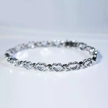 19 см браслет-цепочка с полым сердцем, серебряный браслет-сердце серебряный