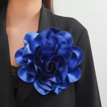 19 см броши-цветы роз, булавки для лацканов, изящные броши из атласной ткани, большая брошь-цветок камелии для женщин, свадебная часть, танцевальная одежда, аксессуары королевский синий