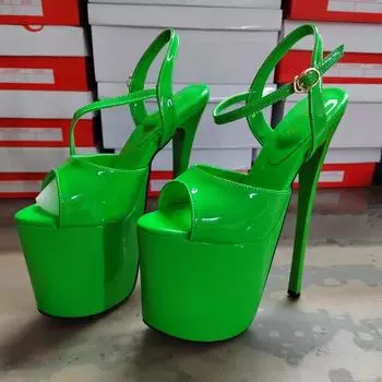 19 см сексуальные босоножки на высоком каблуке для танца на пилоне Летние супер высокие босоножки Модельные туфли для подиума 34 чёрный