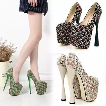 19 см сексуальные женские туфли-лодочки для стриптиза на платформе с высокими каблуками туфли для ночного клуба с круглым носком туфли больших размеров 34 абрикосовый