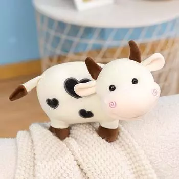 19cm Cute New Cow Plush Toy Pillow Cartoon Soft Down Cotton Yellow White Spotted Cow Plush Toy Home Decoration Gift For Children about 19cm