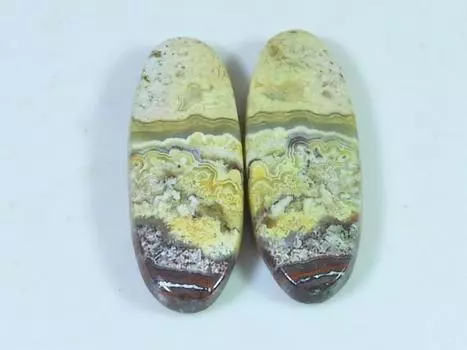 19Cts. Агат AAA Crazy Lace (10X29X03 мм каждый) Пара овальных кабошонов SK-3072