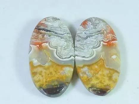 19Cts. Агат AAA Crazy Lace (12X25X02 мм каждый) Пара овальных кабошонов SK-3062