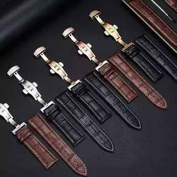 19mm 20mm 21mm 22mm Watch Belt with Gift Box Watch Accessories 20mm-Brown-Silver Buckle