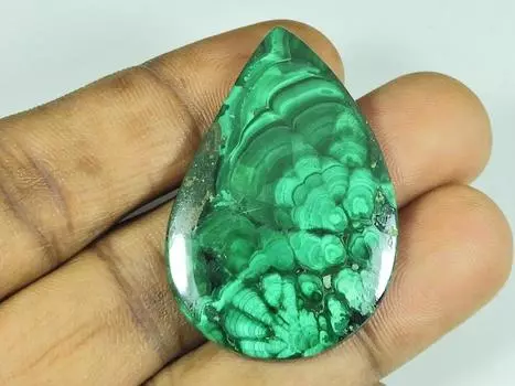 19X43X05MM Natural Malachite Pear Shape Cabochon Loose Gemstone 60Cts. SK-4591