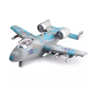 1/100 модель истребителя USAF A-10 из сплава, имитация звука и света, игрушка для самолетов, детская игрушка из литого под давлением сплава 1/100-Size:17*16*5.5cm синий