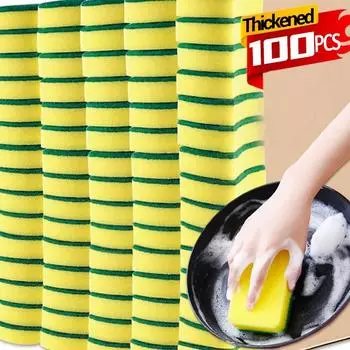 1/100 шт. губки для мытья посуды, высокоабсорбирующие двухсторонние салфетки для уборки, губка для удаления ржавчины и масла с кухонных горшков, бытовые инструменты As shown picture