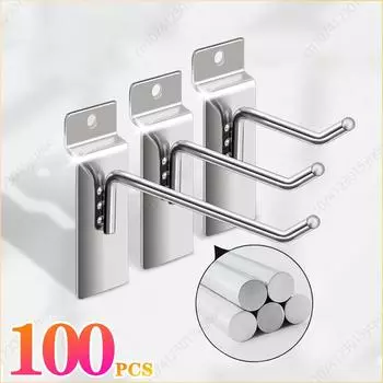 1-100 шт. крючки для настенных планок, прочные хозяйственные крючки, решетчатые металлические полки для сортировки, органайзеры для хранения в гараже, дисплей для вешалок для одежды 1PC