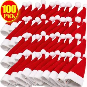 1/100 шт. Рождественский держатель для столовых приборов, рождественская шляпа, сумки для столовых приборов, новогодняя вечеринка, обеденный стол, вилка, нож, органайзер, украшения