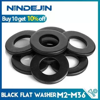 1/100pcs Black Flat Washer M2 M2.5 M3 M4 M5 M6 M8 M10 M12 M14 M16 M18 M20 M22 M27 M30 M33 M36 Carbon Steel Plain Washers Gaskets M2x4.5x0.5 100pcs