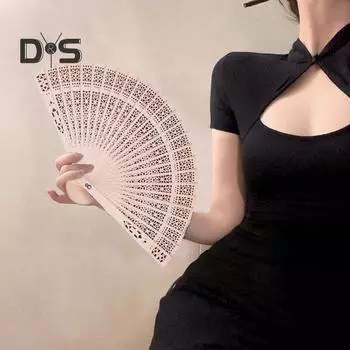 1/10/20 шт. деревянный складной веер с полыми ребрами, портативный летний ручной веер, свадебное украшение для рабочего стола, реквизит для танцевального представления, аксессуары для костюмов для вечеринок 1pc