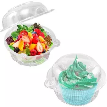 1/10/20 шт. Контейнеры для кексов, одноразовые пластиковые прозрачные коробки, держатели для тортов в форме купола для кексов, подходящие для фруктового салата 10PCS