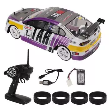 1:10 2.4G 4WD High Power LED Light Drift Racing Car Stunt Driving RC Electric Toy for KidDual