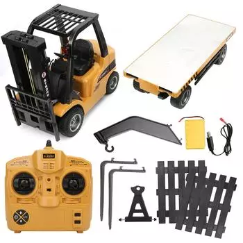 1:10 8 Channel RC Engineering Van Remote Control Forklift Metal Children Toy Model Car Kid Gift