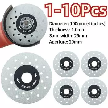 1-10 шт. 100 мм алмазный диск для сухой резки фарфора керамическая плитка турбо тонкие диски из керамики для мраморной машины угловая шлифовальная машина