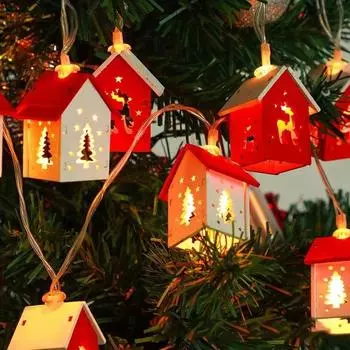 1-10 шт 1,5 м рождественский деревянный домик светодиодная гирлянда любовь деревянный домик лось атмосфера пентаграмма рождественская елка декоративный светильник олений