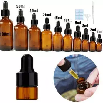 1 ~ 10 шт. 1 мл ~ 100 мл Янтарное стекло Жидкий реагент Пипетка Бутылка Пипетка Капля Ароматерапия Бутылка эфирного масла Косметическая бутылка Мини Высокое качество 30ml