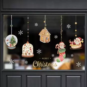 1~10 шт. 2024 рождественские наклейки на окна Санта-Клаус Рождественская елка мультфильм стеклянная наклейка Веселое Рождество Новый год праздничные украшения