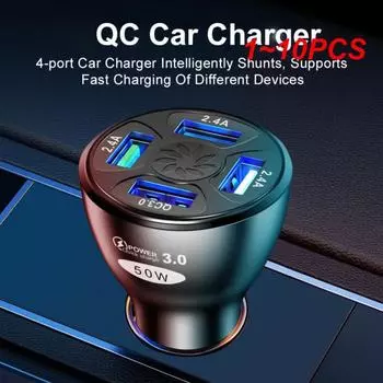 1~10 шт. автомобильный прикуриватель 50 Вт Qc3.0 4usb светодиодный дисплей универсальный быстрая зарядка многофункциональный для мобильного телефона