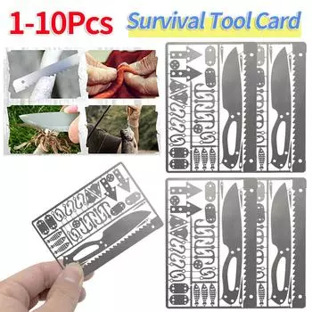 1-10 шт., инструмент для выживания на открытом воздухе из нержавеющей стали, EDC, рыболовный крючок, карта для выживания, походный инструмент, карты многофункциональных инструментов